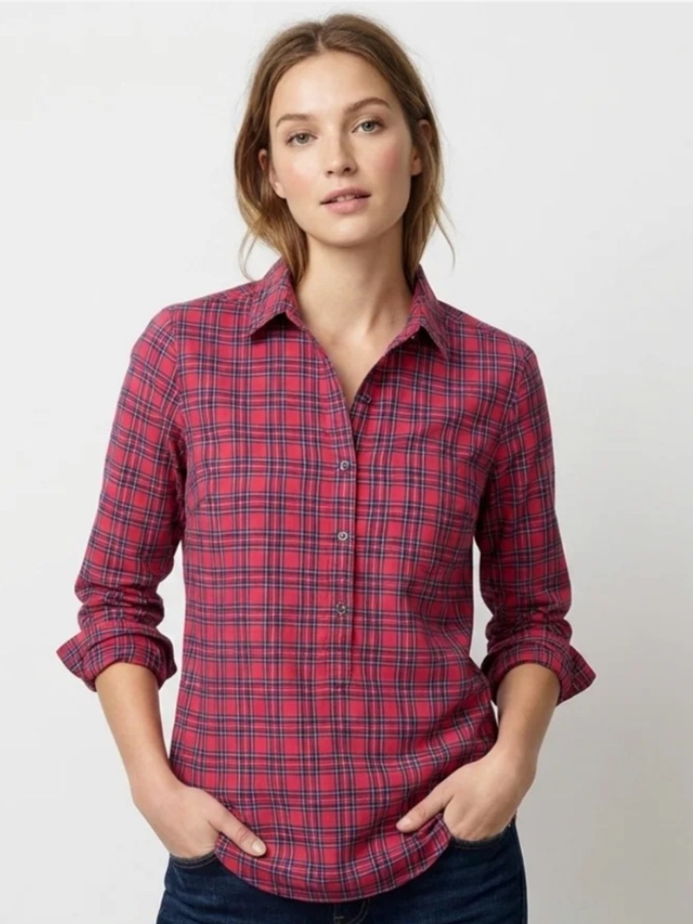 J. Crew Red Plaid Button-Down Shirt
